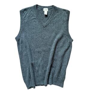 L.L.Bean Lambswool Sweater Vest – Gray V-Neck 100% Wool Men’s Large
